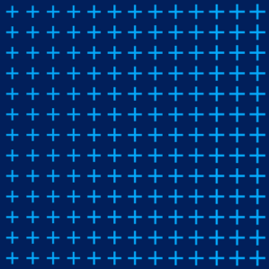 A pattern of evenly spaced light blue plus signs on a dark blue background.