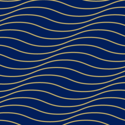 A pattern of gold wavy lines on a dark blue background, resembling abstract waves.